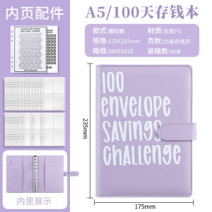 100 Days Envelope Challenge Binder A5 Money Savings Notebook Challenge Cash Saving Organier