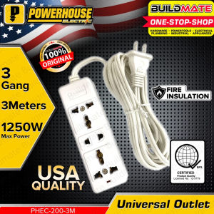 BUILDMATE Powerhouse 3Meters Electric Extension Cord 3 gang Universal Socket Outlet PHE