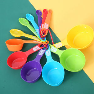 12Pcs Measuring Cup Spoon Set Color PP Plastic Scale High Temperature Resistance Kitchen Measuring Cups DIY Baking