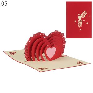 P-CUTE 1Pcs Anniversary Birthday With Envelope Blessing Card Pop Up Party Supplies Wedding Invitations Valentines Day Greeting Cards Thank You Cards