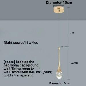 Water Droplet Pendant Light Internet Famous Luxury Bedside Table Crystal Pendant Light TV Background Wall Bar Counter2026