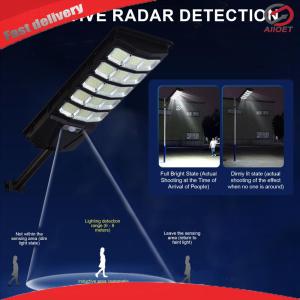 Solar Light Outdoor LED Street Light IP65 Waterproof Parking Lot Flood Light with Remote Control for Outside Garage Yard