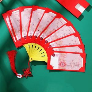 Querido cny red packet 2026 红包袋2026 red pack cny hong bao packet chinese new year red packet 2026 Best Wishes Fan Shape Red Envelope Tassel 6/10 Slots Blessing Pockets Fashion Good Luck Fan Shape Celebration Party