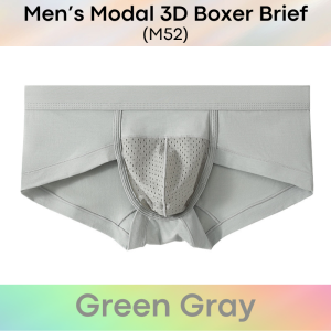 Mens Boxer : Modal Fabric Half Mesh Pouch 3D Design Boxer Brief Trunks (M52)