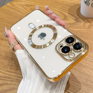 【Super low price】For Magsafe Fashion Plating Camera Lens Protector Case For iPhone 15 14 13 12 11 Pro Max Clear Wireless Magnetic Charging Cover