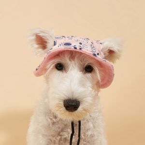 CUTE ELVES Red Bow Dog Fisherman Hat Cartoon Animal Adjustable Pet Baseball Cap Soft Breathable Dog Sunscreen Hat Outdoor Travel
