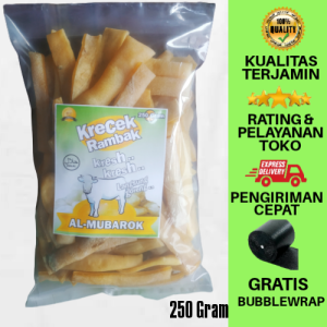 Krecek Rambak Kulit Sapi / Krupuk Kulit Sapi / Krupuk Kulit Sapi Mentah\nKerupuk Rambak Kulit Sapi Mentah / Kerupuk Kulit Sapi 250 Gr (STIK LEBAR)