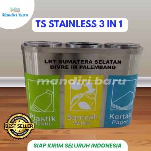 JUAL TONG SAMPAH STAINLESS GABUNG 3 IN 1 TEMPAT SAMPAH STAINLESS 3 WARNA PILAH 3 JENIS PEMBUANGAN