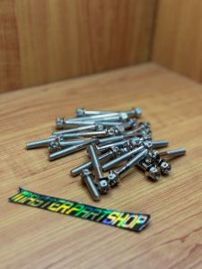 BAUT PROBOLT BLOK MESIN FULL SET NINJA R NINJA RR 150 SILVER FLOWER STAINLEESS ANTI LUNTUR PERBIJI