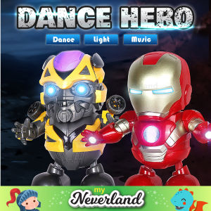 Children Electronic Toy Dancing Hero Robot Ironman and Bumblebee best for Birthday Present Idea and Movie Fan Collection / Permainan Elektronik Robot Menari Kanak-kanak Ironman dan Bumblebee terbaik untuk Idea Hadiah Hari Jadi & Koleksi Peminat Filem
