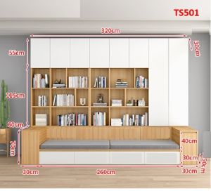 TỦ KỆ SÁCH KÈM GHẾ NGỒI TS501 - NỘI THẤT LẮP RÁP VIENDONGADV