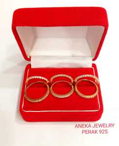 Cincin Ring mata 1 baris Perak 925 Sepuh emas kuning