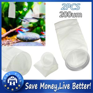 【Local delivery】 2PCS Durable Reusable 200 Micron Filter Socks Bags for Aquarium Fish Tank Durable Aquarium-Filter-Sock-White