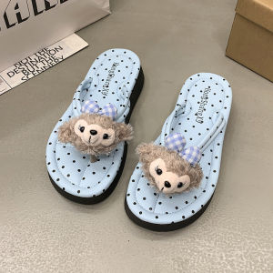 [Free Shipping] Cute Cartoon Polka Dot Shirley Rose Flip-Flops for Women Summer Outdoor Wear 2026 New Thick-Soled Beach Sandals