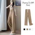 [Buy 1 Take 1] Drawstring Pants For Women Baggy High Waist Pants White Long Trouser Breathable Comfort. 