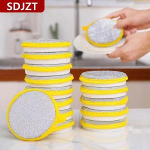 [COD] SDJZT ฟองน้ำล้างจานสองด้าน3 10ชิ้นแปรงล้างจานกระทะหม้อฟองน้ำทำความสะอาดของใช้ในครัวเรือนใช้ซ้ำได้