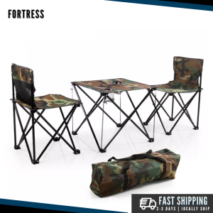 Fortress 3 PCS Portable Camouflage Outdoor Foldable Picnic Table & 2 Chairs Set