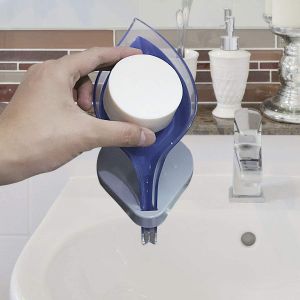 【One Cat Shop】Leaf Shape Drainage Soap Holder Draining Soap Storage Rack with Draining Tray for Shower Bathroom Kitchen