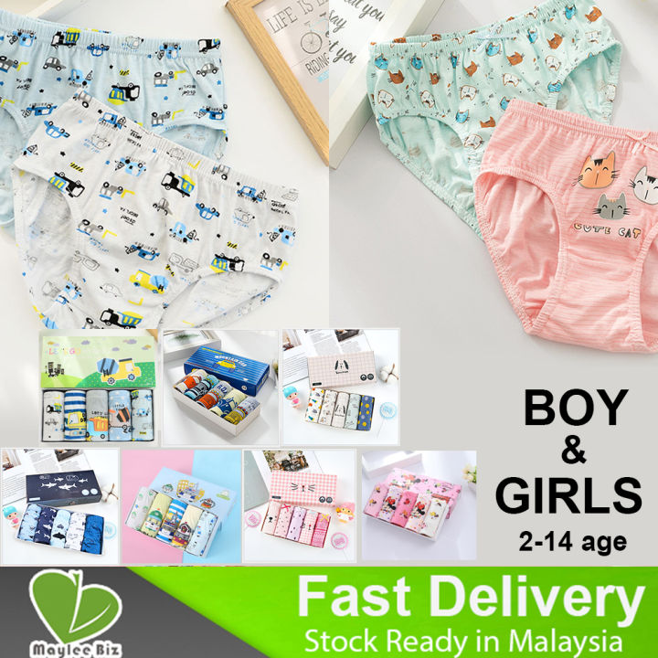5Pcs/Set Box Pack Kids Boys Girl Underwear Cartoon Children Cute Triangle Panties  Baby Cotton Underwear 2-14 Years