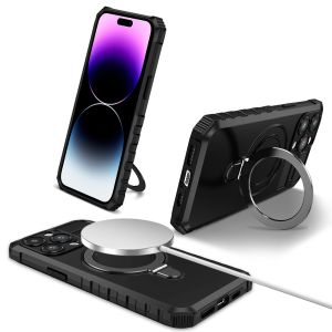 Zeallion Luxury Shockproof Vehicle-mounted Phone Case for iPhone 11 12 13 14 15 Pro Max] with Ring Stand Holder Cover Support with Wireless Charger