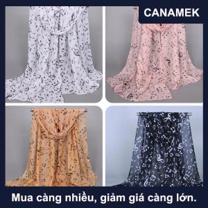 【CANAMEK】 Khăn quàng cổ thời trang nữ Khăn quàng cổ vô cực bằng voan mềm in nốt nhạc cho nữ mới