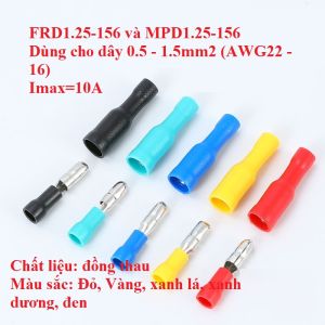 [50cặp] Đầu cos dây điện đực cái MPD FRD 1.25-156 đầu cốt ghim tròn bấm nối dây cáp điện cosse (cót) âm dương bằng đồng đầu nối điện loại Wire/Cable-To-Wire/Cable Connectors