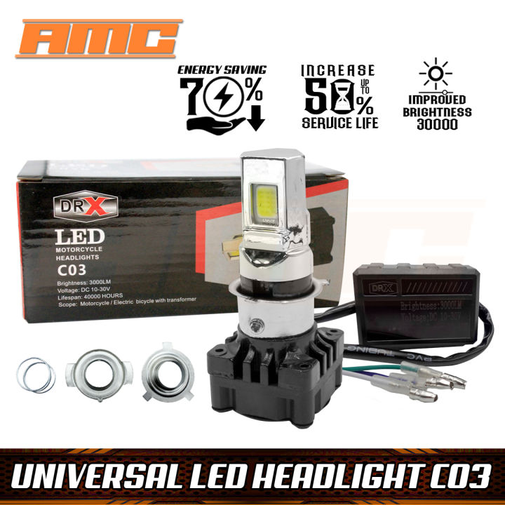 Tri-LED Headlight Universal - AMC Motorcycle | Lazada PH