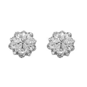 MACRAMEX 2pcs Diamond Embedded Crystal Flower Buttons Hollow Design Metal Alloy Decorative Buttons Exquisite Diamond Layered Buttons Wool Coat