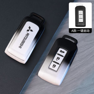 [TPU]Car Key Case Cover for Mitsubishi Outlander Pajero Montero Sport Xpander Cross X Force Mirage G4 Attrage ASX Triton Strada Lancer Black and white gradient Fashion New Style