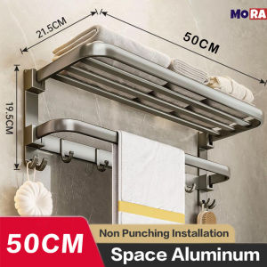 MORA Stainless Steel Bathroom Organizer Rack Towel Rack Hanging Holder Corner Shelf Wall Mounting