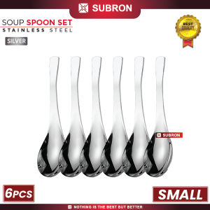 SUBRON Soup Spoon Sendok Bebek Set 6pcs Sayur Kuah Bubur Alat Makan Besar Kecil Stainless Siler Gold