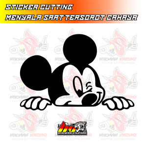 STIKER MOBIL CUTTING STICKER MICKEY MOUSE NGINTIP PEEKING STICKER KACA BELAKANG