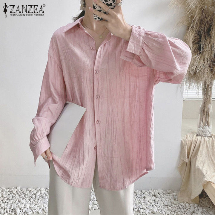 Momonaco ZANZEA phong cách Hàn Quốc của phụ nữ áo sơ mi tay áo dài Turn ...
