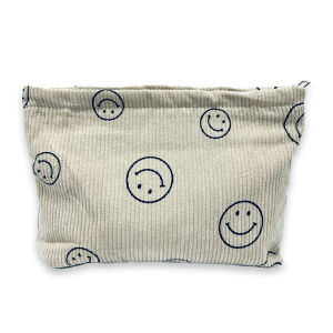 Corduroy Makeup Pouch Zipper  Cosmetic Bag Floral Travel Organizer