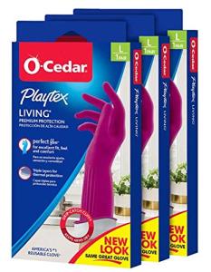 Playtex Living Reuseable Rubber Cleaning Gloves Premium Protection Reusable Household Gloves Large (Pack of 3)