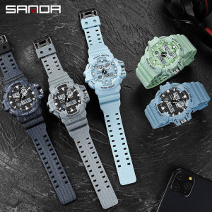 SANDA Mens Brand Fashion Style Sports Watch Dual Display Waterproof Mens Watch Multifunction Clock