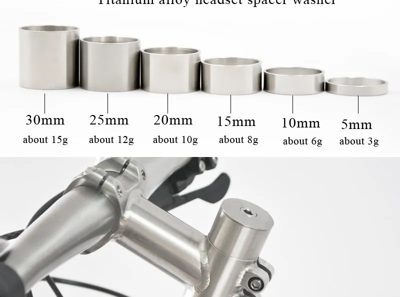 thumbnail image 2 of Wanyifa 1-1/8" Titanium Alloy Headset Spacers – Choose 5/10/15/20/25/30mm 2 of 2