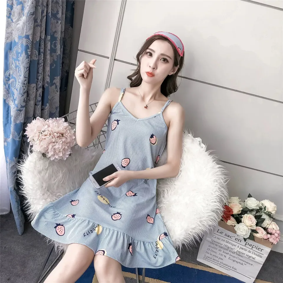 Đầm Ngủ/ Váy Ngủ Phi Bóng 2 Dây Kèm Bra Lót Mút Dễ Thương/Đầm Ngủ Đẹp  Pijama | Shopee Việt Nam