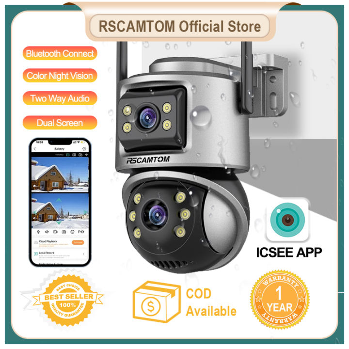 Rscamtom Dual Lens UHD 4K CCTV Camera WIFI 360 Wireless Outdoor 5X Zoom ...