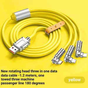 3 IN 1 180°New USB Fast Original  Charging Data 6A 120W Zinc alloy  Cable Android Huawei OPPO XiaoMi  Iphone Micro USB Type-C Charging Cable