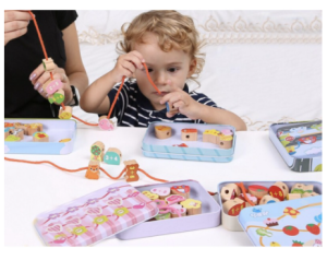 Wooden Beads String with Metal Box