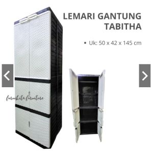 LEMARI PAKAIAN PLASTIK GANTUNG CERMIN KUNCI TABITHA [TABBOX]