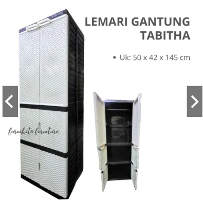 LEMARI PAKAIAN PLASTIK GANTUNG CERMIN KUNCI TABITHA [TABBOX]