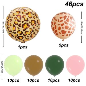 46-piece balloon set birthday-themed balloons with leopard print foil balloons suitable for American retro wild style outdoor picnic parties jungle party decorations girls sassy birthday parties and party balloon decorations.