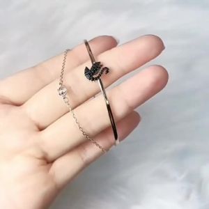 Swarovski Swan Bracelet in Sterling Silver and Crystal - Friendship Wedding Gift Easy to Adjust Size