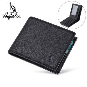 Augtarlion กระเป๋าสตางค์ผู้ชายหนังวัวชั้นแรกกระเป๋าสตางค์หนังสั้นผู้ชายกระเป๋าใส่เหรียญหนังนิ่มสำหรับนักธุรกิจวัยรุ่น