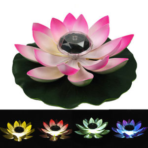 LO Outdoor Waterproof Pond Floating Lamp Solar Power Lotus Lamp Garden Fountain Decoration Lotus Light