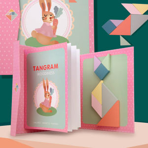 Travel Magnetic Jigsaw Puzzle Tangram Montessori IQ Teaser Wooden Blocks Board Game