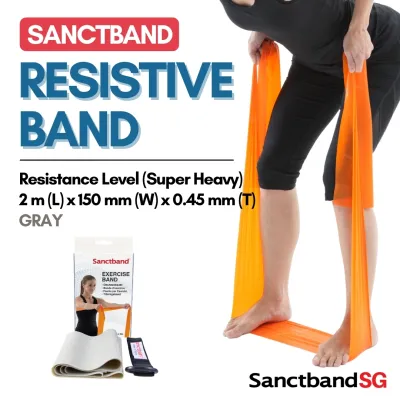 Sanctband Resistance Bands 2m Length Resistive Bands Super Heavy Resistance Band Level 6 Exercise Band Gray Exercise Bands