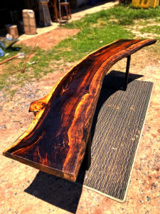 ม้านั่ง ม้านั่งยาว ขาเหล็กกล่อง ม้านั่งไม้ ม้านั่งสนาม เก้าอี้ยาว เก้าอี้ Bench Chair Wood ไม้แผ่นเดียว ขอบธรรมชาติ ทำจากไม้ขี้เหล็ก